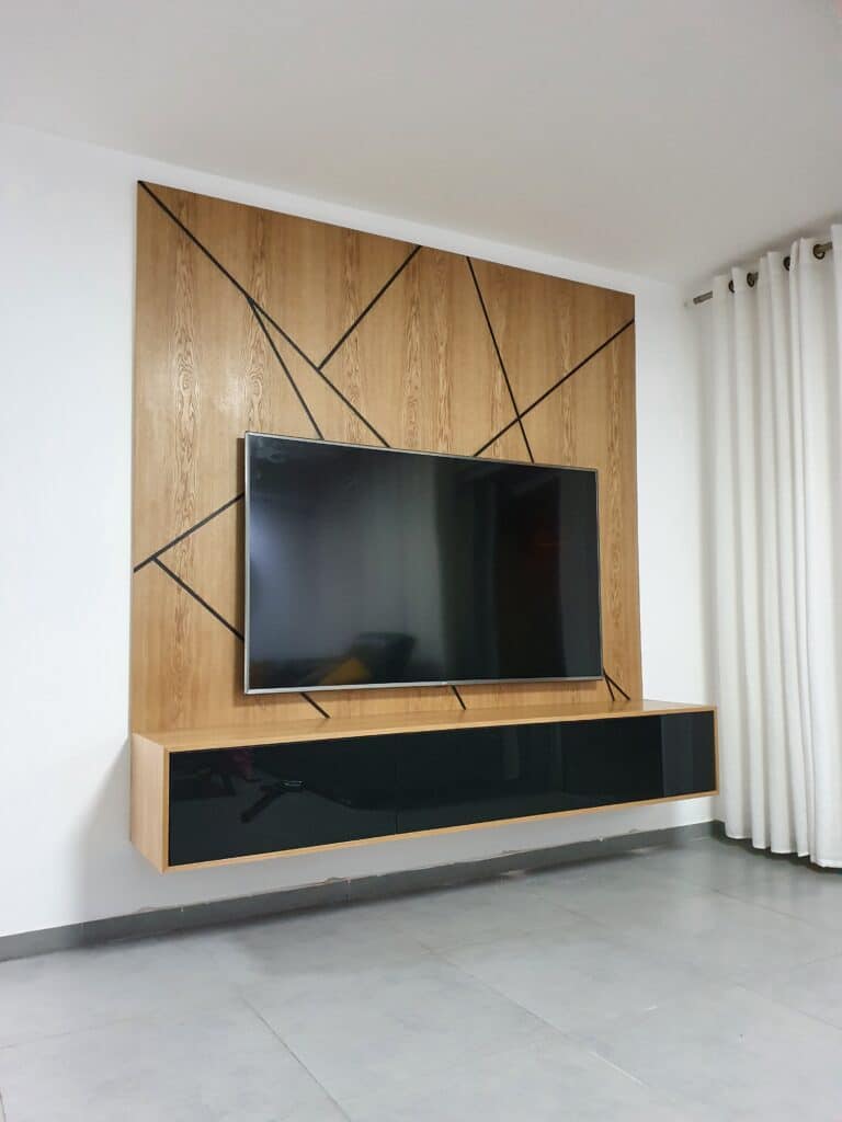 מזנון פורניר אלון כולל חיפוי קיר בסי אן סי וחזיתות אקריל